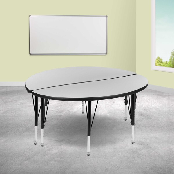Flash Furniture Round 47.5 W, 48 L, 25.25 H, Chrome, Laminate, Particleboard, Steel, Grey XU-GRP-A48-HCIRC-GY-T-P-GG - main